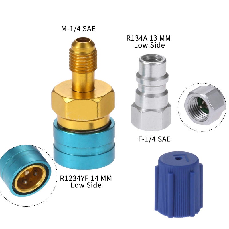 Aupoko R1234YF to R134A Low Side Quick Coupler, R1234YF Low Side Quick Coupler, R12 to R134A Hose Adapter Fitting Connector for Car Air-Conditioning AC Charging - Image 3